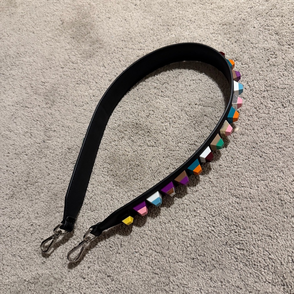 Vegan Leather Bag Strap with Multicolor Studs